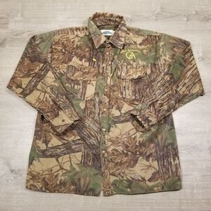 Gary Nesse Outdoor World Camo Snap Button Saddle Cloth Shacket Mens Size XL